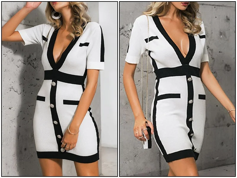 BerryGo Sexy v-neck women knitted dress Vintage winter lady club streetwear mini dress Party style autumn bodycon sweater dress