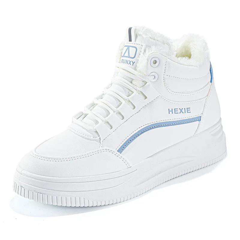 

Ladies' High Top Small White Shoes Fashion Plus Velvet All-match Korean Flat Shoes Ladies' Warm Boots Boots Women