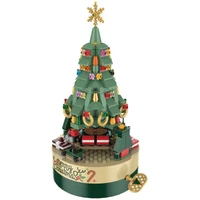 merry christmas tree building blocks bricks music boxes can be rotated decorated toys for child christmas gifts