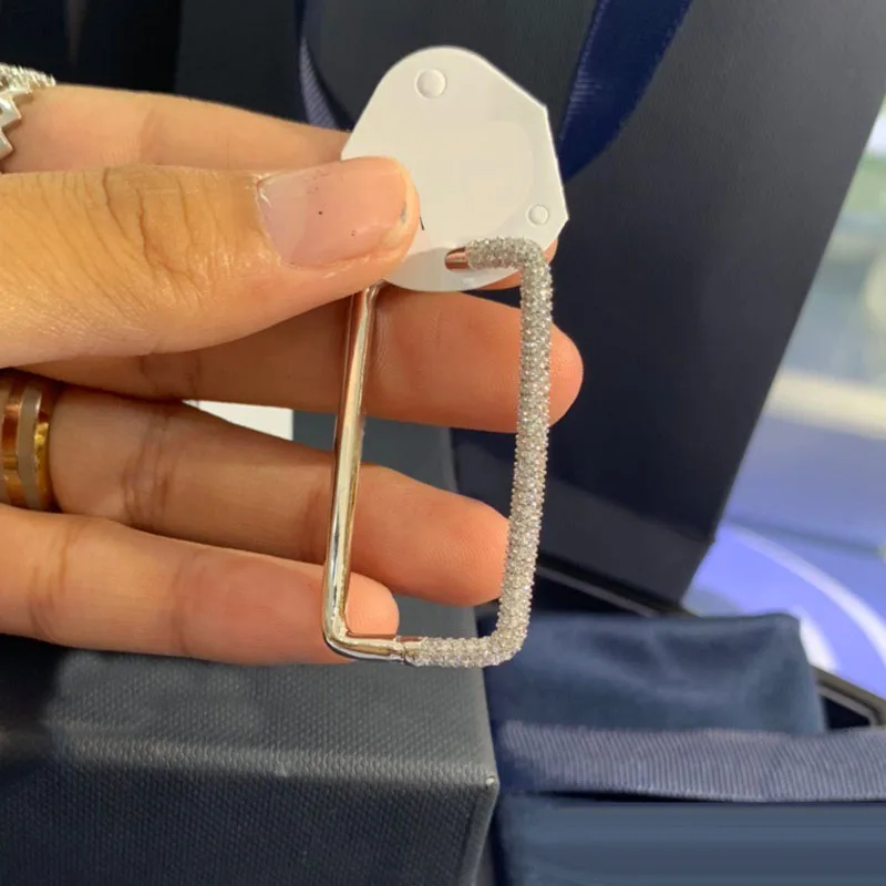 

UMGODLY 1 шт. серебряный цвет одиночный белый цирконий геометрические прямоугольные серьги для женщин модные забавные ювелирные изделия