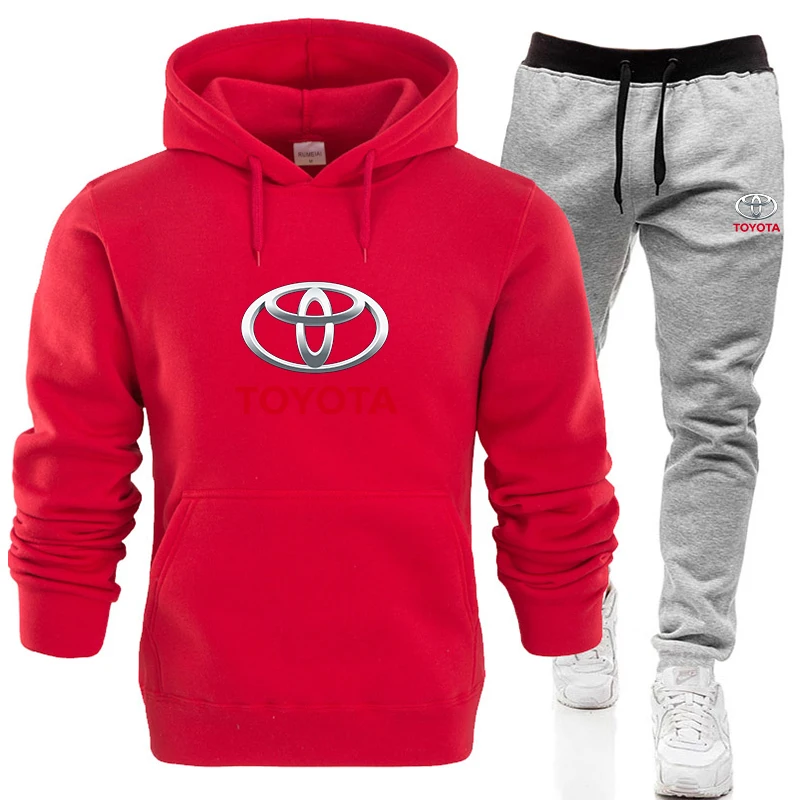 

2021 Spring and autumn brand TOYOTA car logo men's tide brand printing design Harajuku hoodie couple two-piece tops sports suit