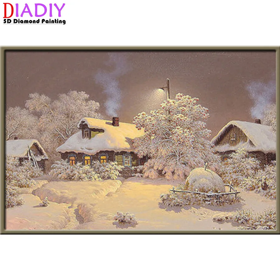 

Full Drill landscape Mosaic Round Diamond Painting Tree Diamond Embroidery Cross Stitch Kit Diamond Art Rhinestones Christmas