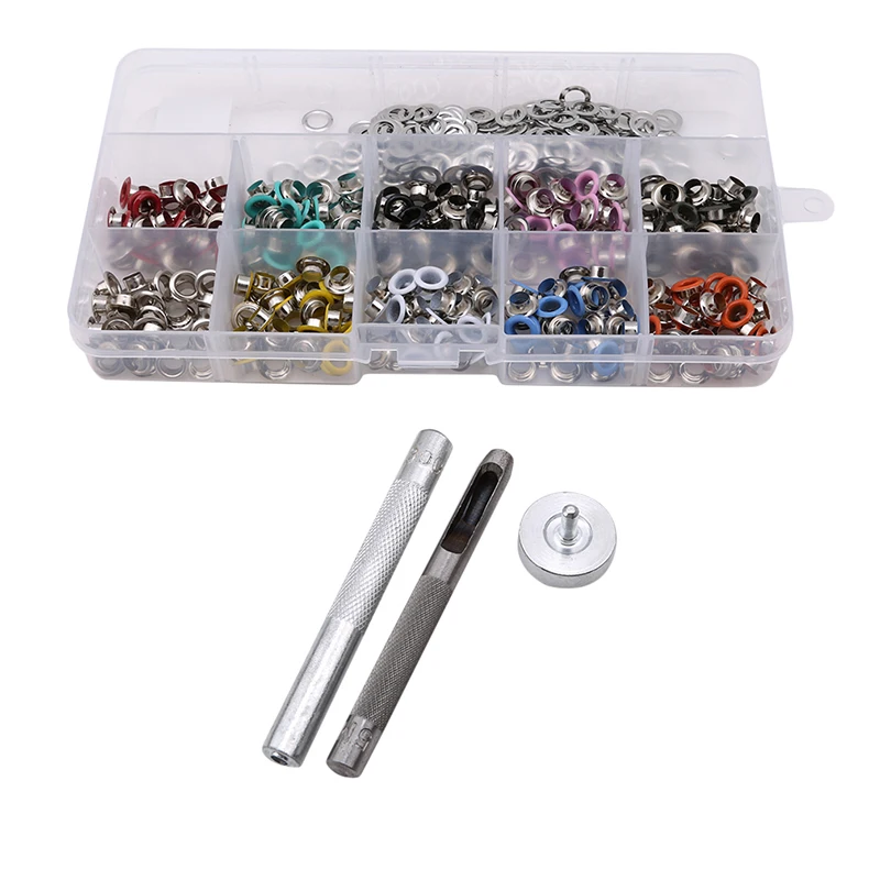 

300pcs 5MM Diameter Colorful Eyelet Buckles Tulle Mounting Tools DIY Leather Craft Rivets Replacement