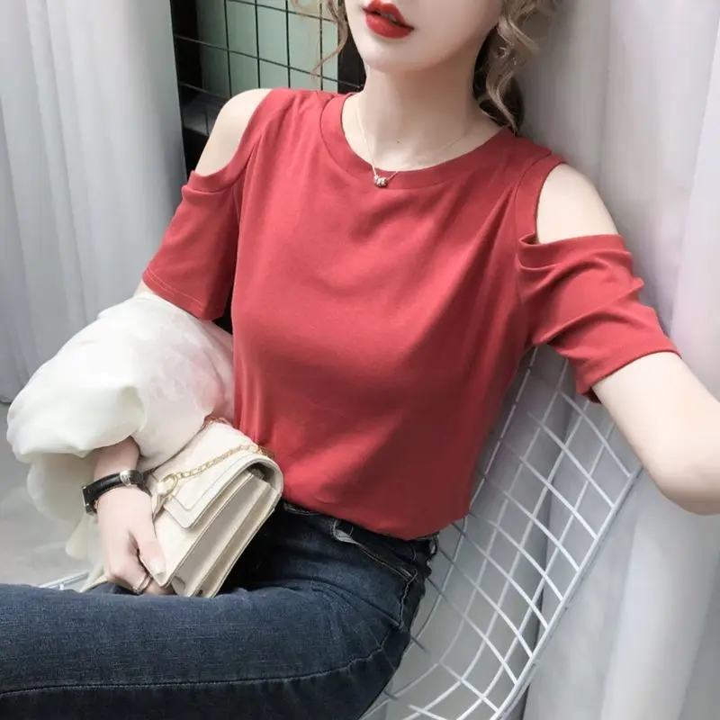 

Off shoulder short sleeve T-shirt women's New Summer Fashion Top