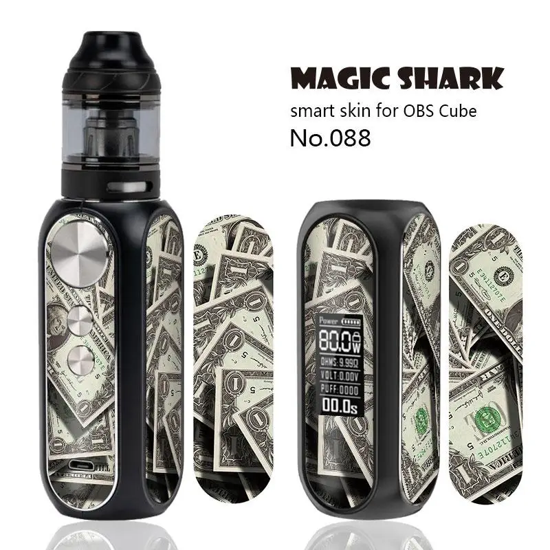 Волшебная Акула ультра тонкий Модный водонепроницаемый роскошный Bling Dollar Cat Pod Vape стикер пленка для кожи чехол обёрточная бумага для OBS Cube - Цвет: 088