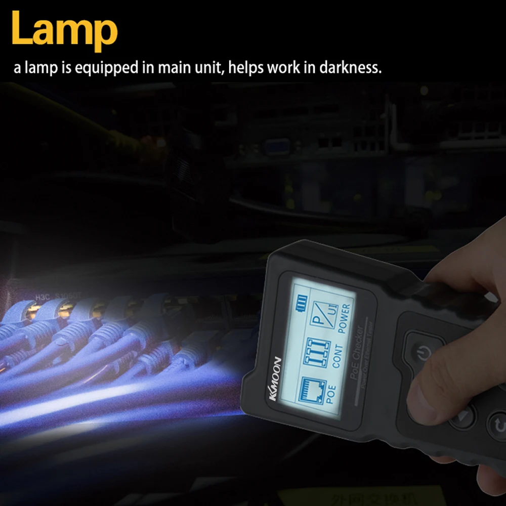 

KKmoon Multi-functional LCD Network Cable Tester PoE Checker Inline PoE Voltage and Current Tester with Cable Tester