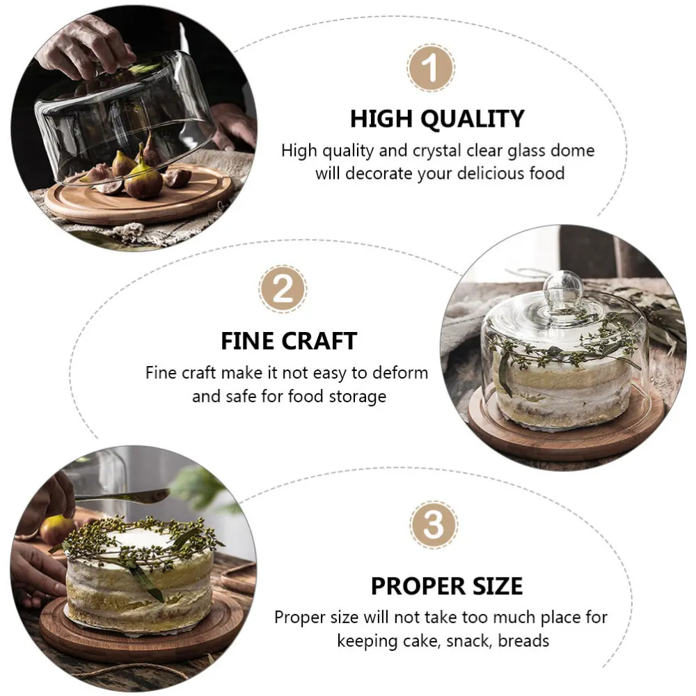 

1 Set of Dessert Protective Cover Food Fresh-keeping Cover Cake Hood with Tray