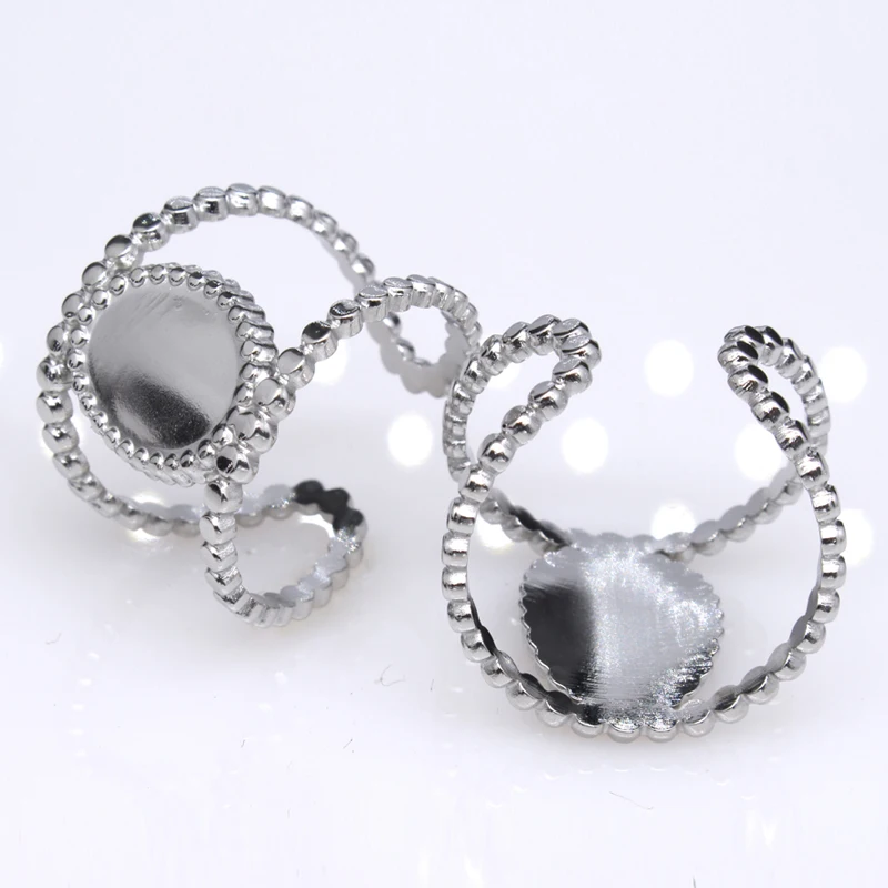 Simple fashion European and American style fresh hollow titanium steel ring female opening adjustable stainless headd | Украшения и