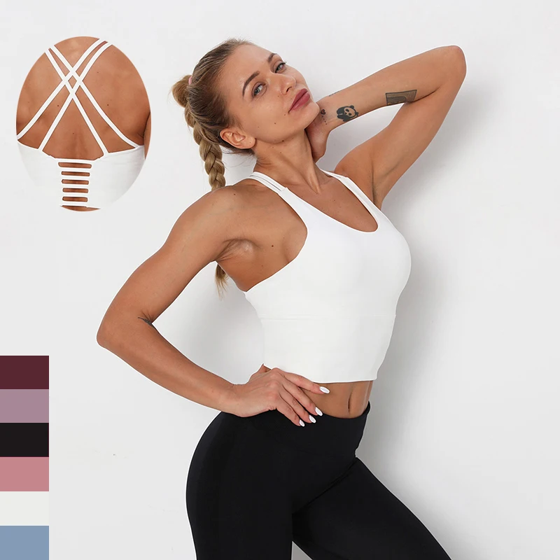 

Женский бюстгальтер с тонкими лямками, сексуальный ударопрочный спортивный эластичный спортивный жилет с перекрестными лямками для йоги и...