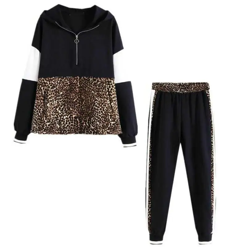 Осенне-зимние женские толстовки в стиле пэчворк с леопардовым принтом