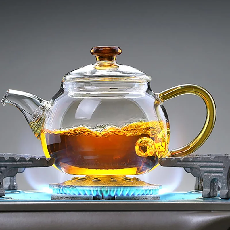 

250ml Heat Resistant Glass Small Teapot Transparent Kung Fu Tea Pot Teaware with Filter Tea Kettle Flower Teapots Home Decor Art