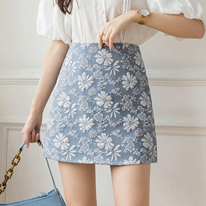 

Элегантная жаккардовая Женская юбка Limiguyue с высокой талией, винтажная Офисная Женская Корейская мини-юбка для работы, облегающая бедра, Жен...