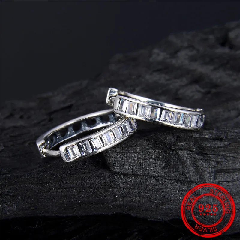 

Hot sale earrings 100% sterling silver 925 earrings zircon inlaid ladies silver earrings fashion jewelry gift silver 925 jewelry