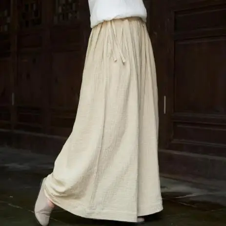 2020 Осенние Летние Брюки-кюлоты Винтажные льняные брюки свободные длинные