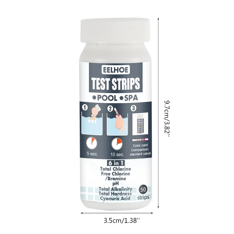 

50strips Water Test Strip 6 in 1 Pool Spa pH Chlorine Alkalinity Bromine Hardness Acid