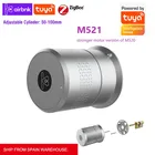 Умный цилиндрический замок M521 Tuya Zigbee, замок со сканером отпечатков пальцев, Bluetooth, для дверей, регулируемый цилиндр 50-100 мм, Wi-Fi, замок для умного дома