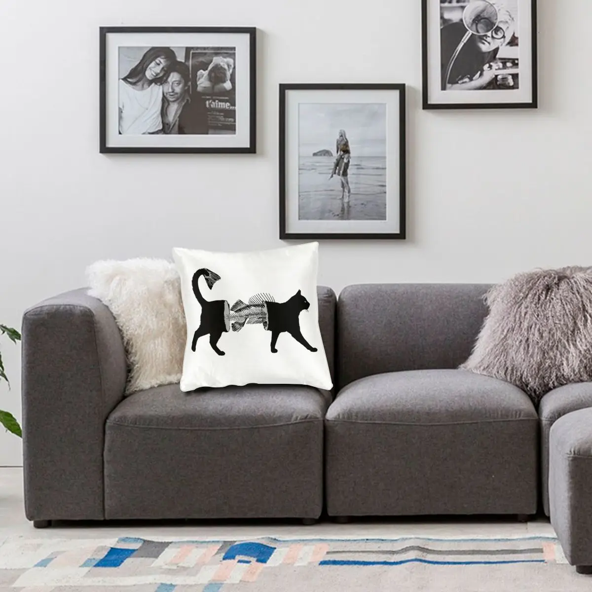 

Cat-fish Cat Throw Pillow Cover Polyester Cushions for Sofa Fashion Pillowcase