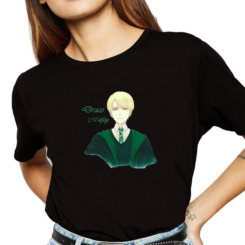 

Aesthetic Badge Slytherin Print Harajuku Top Women's T-shirt Casual ladies basic O-collar Short Sleeved T-shirts Girl,Drop Ship