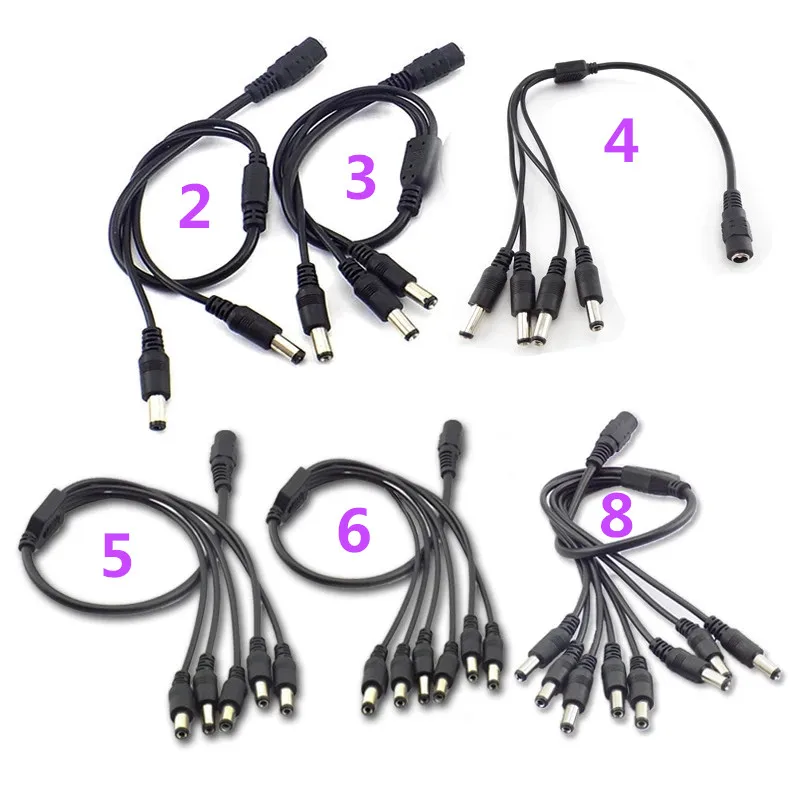 Разветвитель питания на 12 В постоянного тока 1 гнездо 2/3/4/5/6/8 штекер шнур адаптер