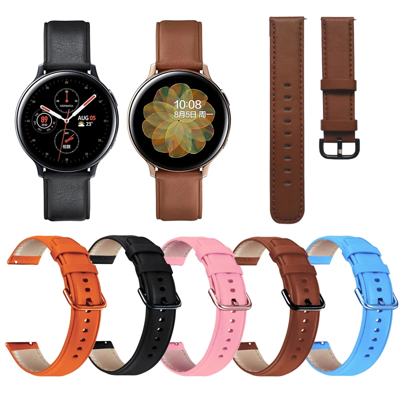 Genuine Leather 20mm Band For Samsung Galaxy Watch Active 2 Smart Watch Active2 40mm 44mm/Galaxy Watch 3 41mm Watchband ремешок