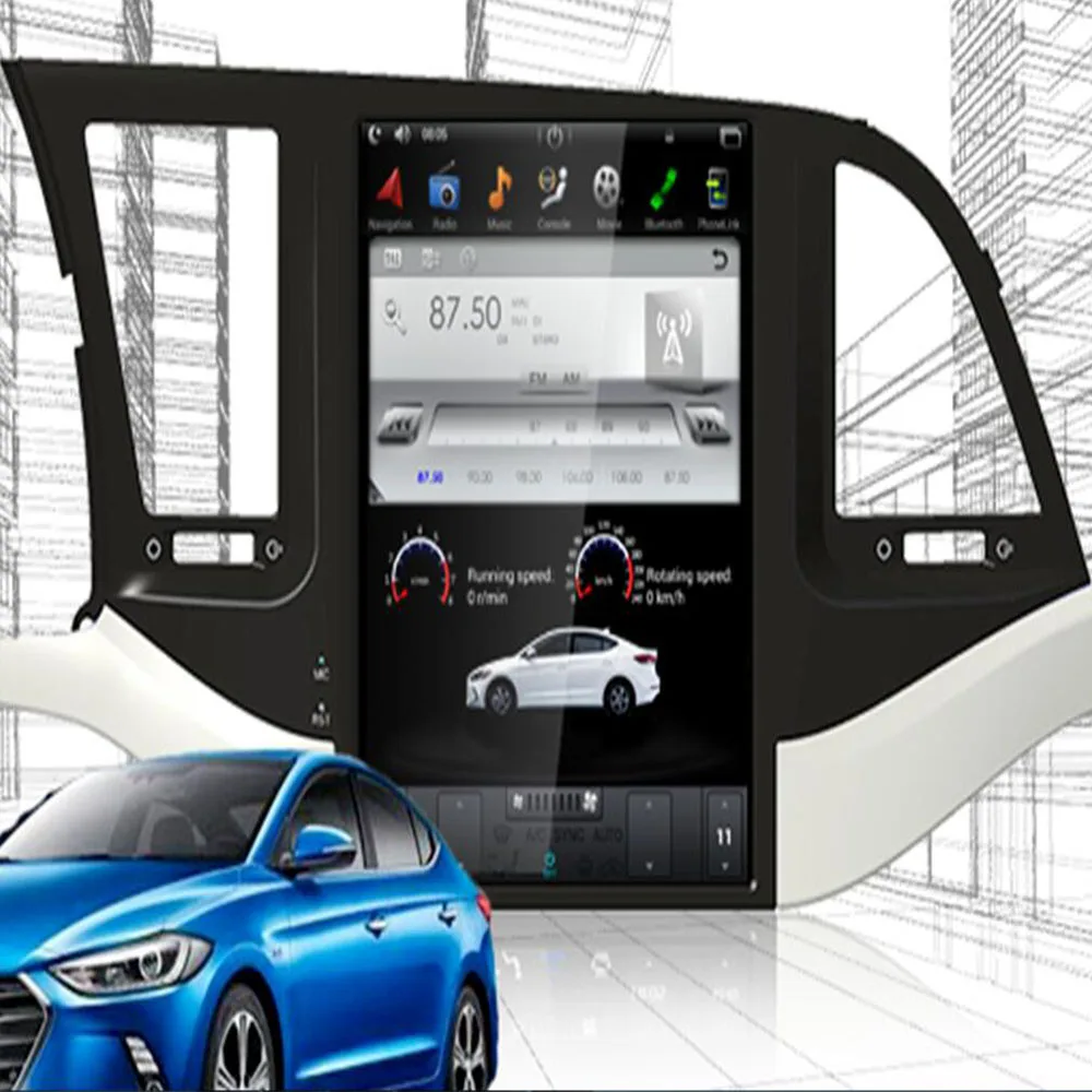 

Автомобильный плеер Android 9,0, 7,1, в стиле Tesla, 10,4 дюймов, без DVD-плеера, GPS-навигация для Hyundai ELANTRA 2016, 2017, 2018, радио, стерео, мультимедиа