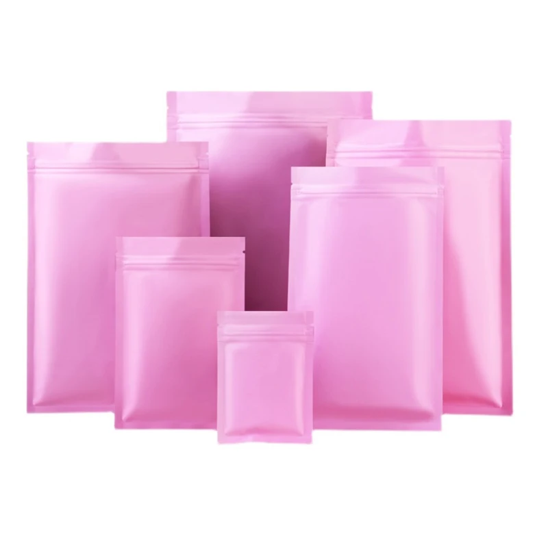 

1000Pcs Pink Resealable Smell Proof Bags Mask Packing bag Aluminum Metallic Foil Pouch Bag Flat Mylar Bag for Food Candy Jewelry
