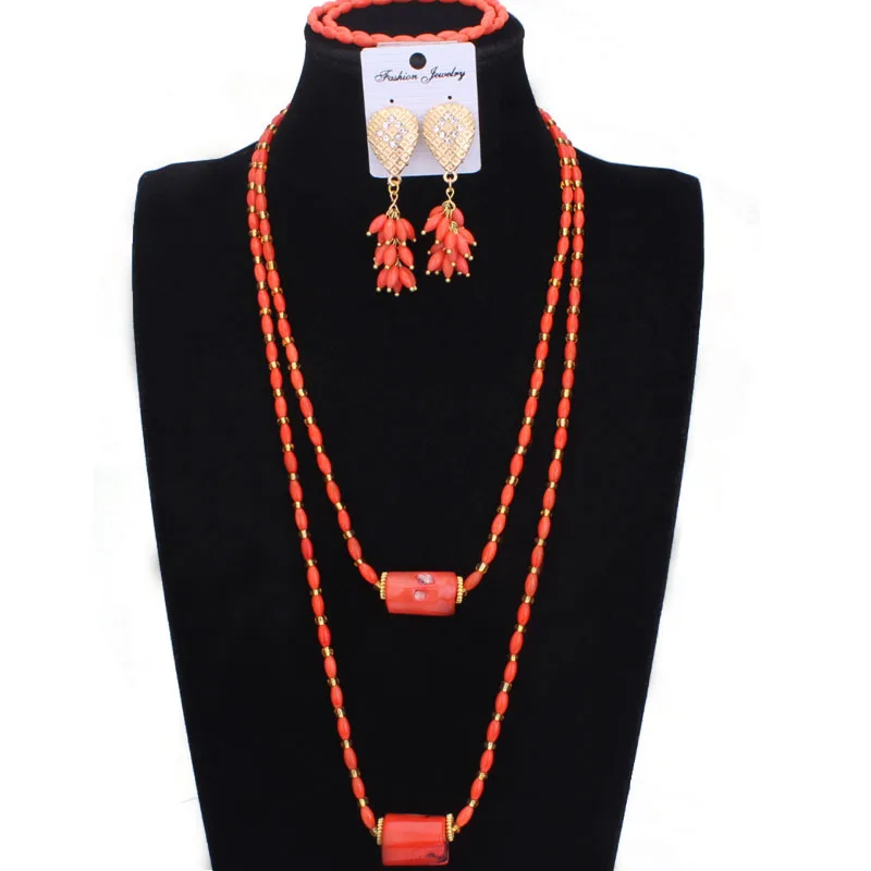 4ujewelry Jewelry Set For Bride Dubai Necklace Sets Two Layers Earring Bracelet Necklace 3 Pcs Set