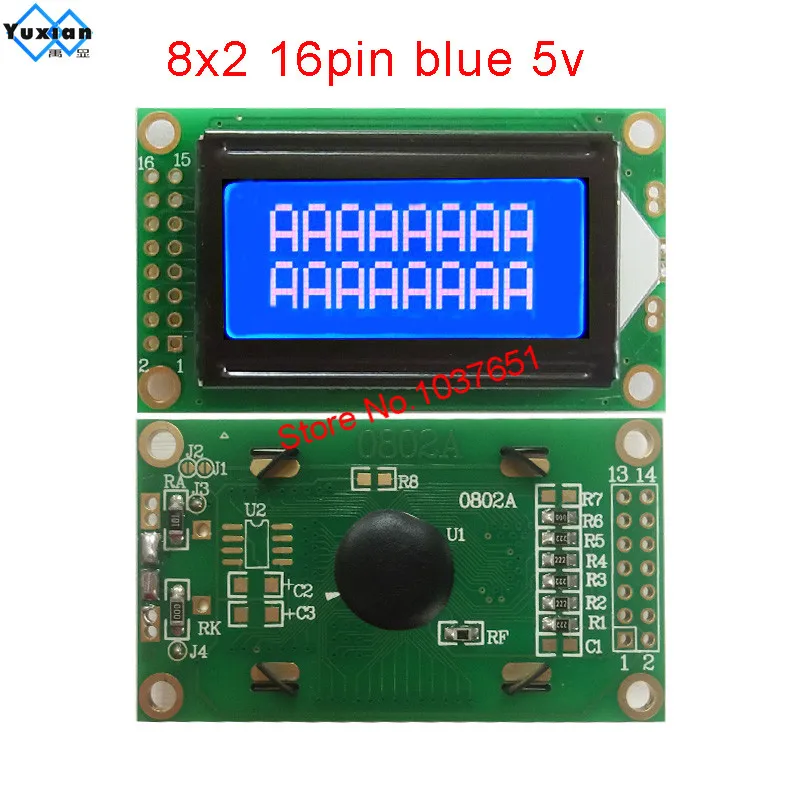 ЖК дисплей 8*2 0802A зеленый синий 16pin 58*32 мм SPLC780D1|lcd display module|pcb factorylcd pcb |