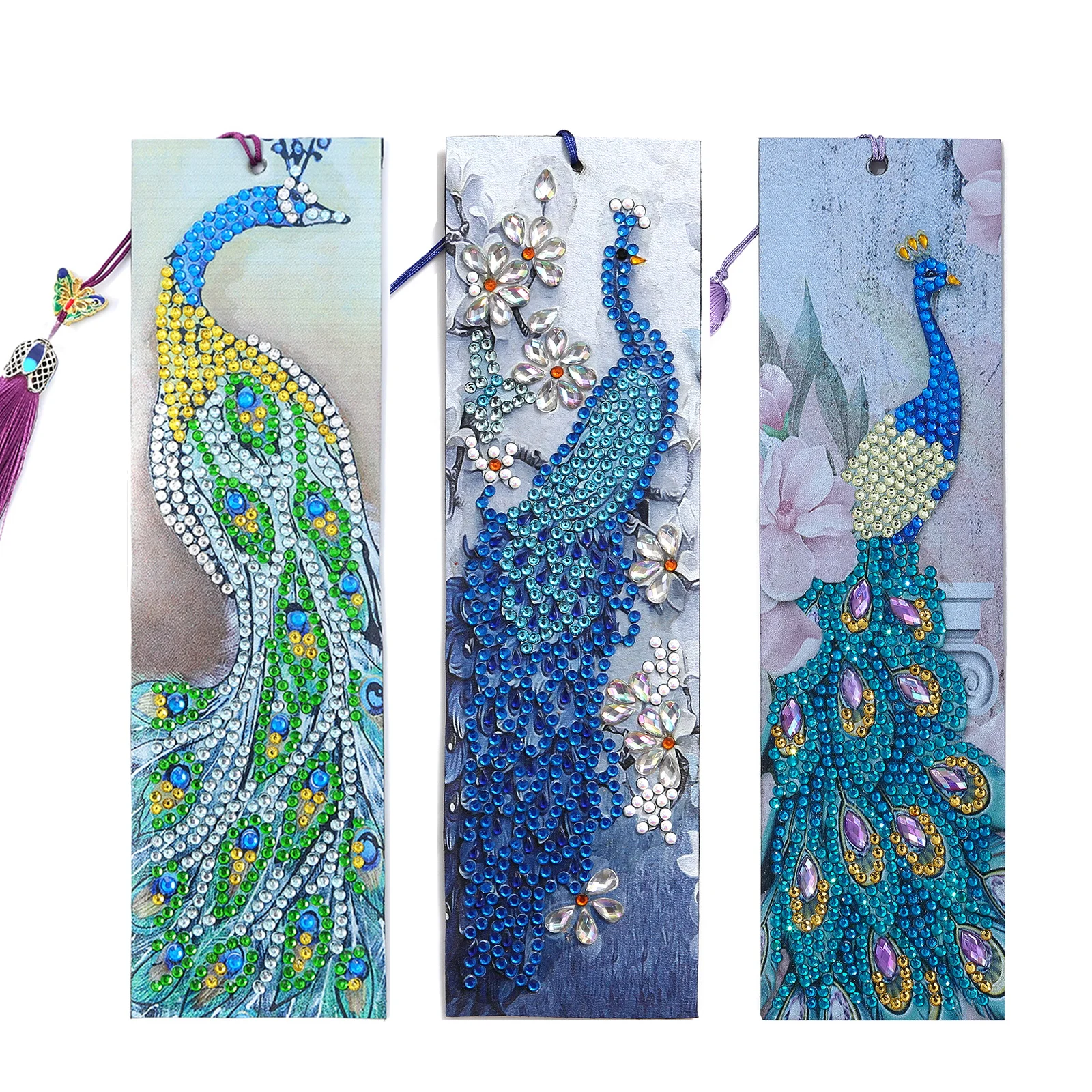 

3PCS DIY 5D Diamond Painting Bookmark Diamond Art Bookmark Cross Stitch Embroidery Kit Paint by Number Kits for Adults Art Craft