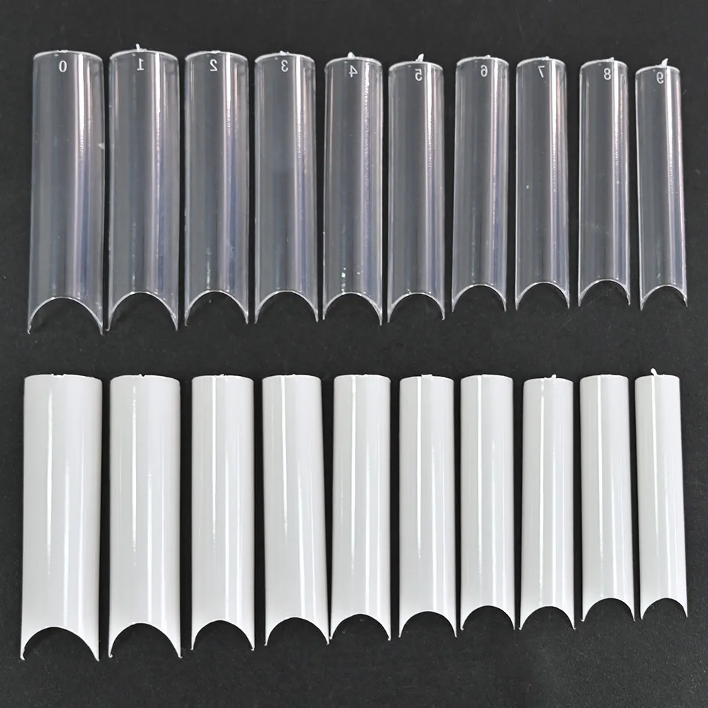 

200pcs/Box XXL C Curve Straight Length Nail Tips Extra Long Natural-Clear Salon Half Cover Artificial Fake Nail False Nail Tips