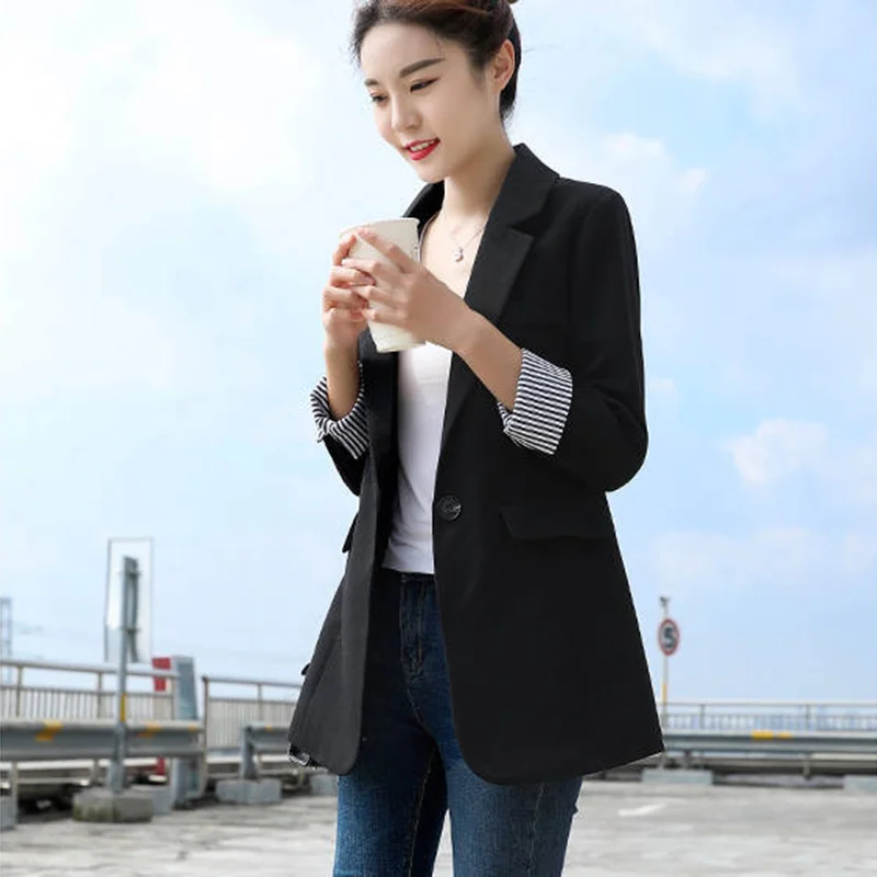 Высокое качество женские черные блейзеры пальто Новое поступление 2020 Весенняя