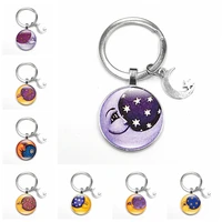 1pcs 2020 super keychain gift fashion personality moon star glass convex keychain wallet pendant jewellery