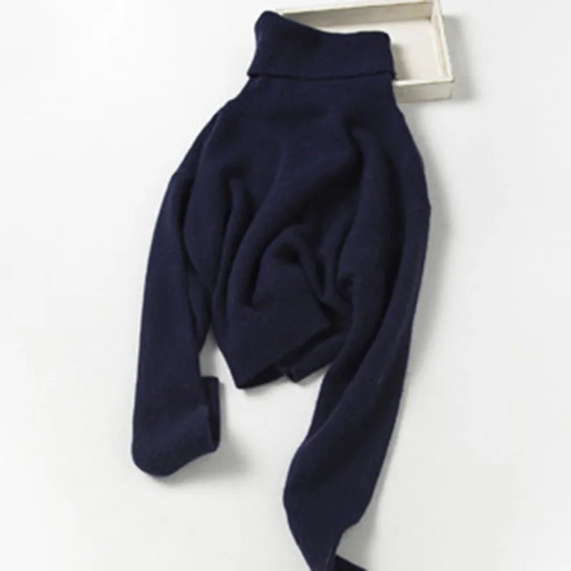 Свитер с воротником-поло пуловеры высоким воротником женские короткие свитера