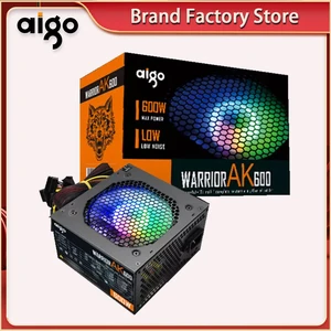 Aigo Ak600 PFC max Power supply 600W Watt PC Gaming Quiet 120mm Fan 24pin 12V ATX PSU Desktop computer power supply unit