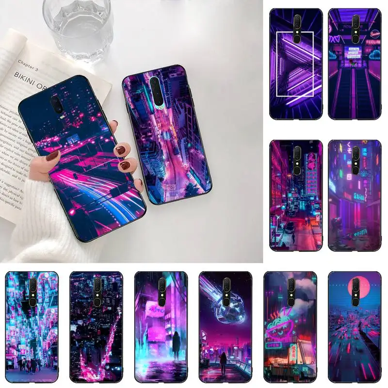 Неоновый Vaporwave City чехол для телефона Oppo A5 A9 2020 Reno2 z Renoace 3pro Realme5Pro|Бамперы| |