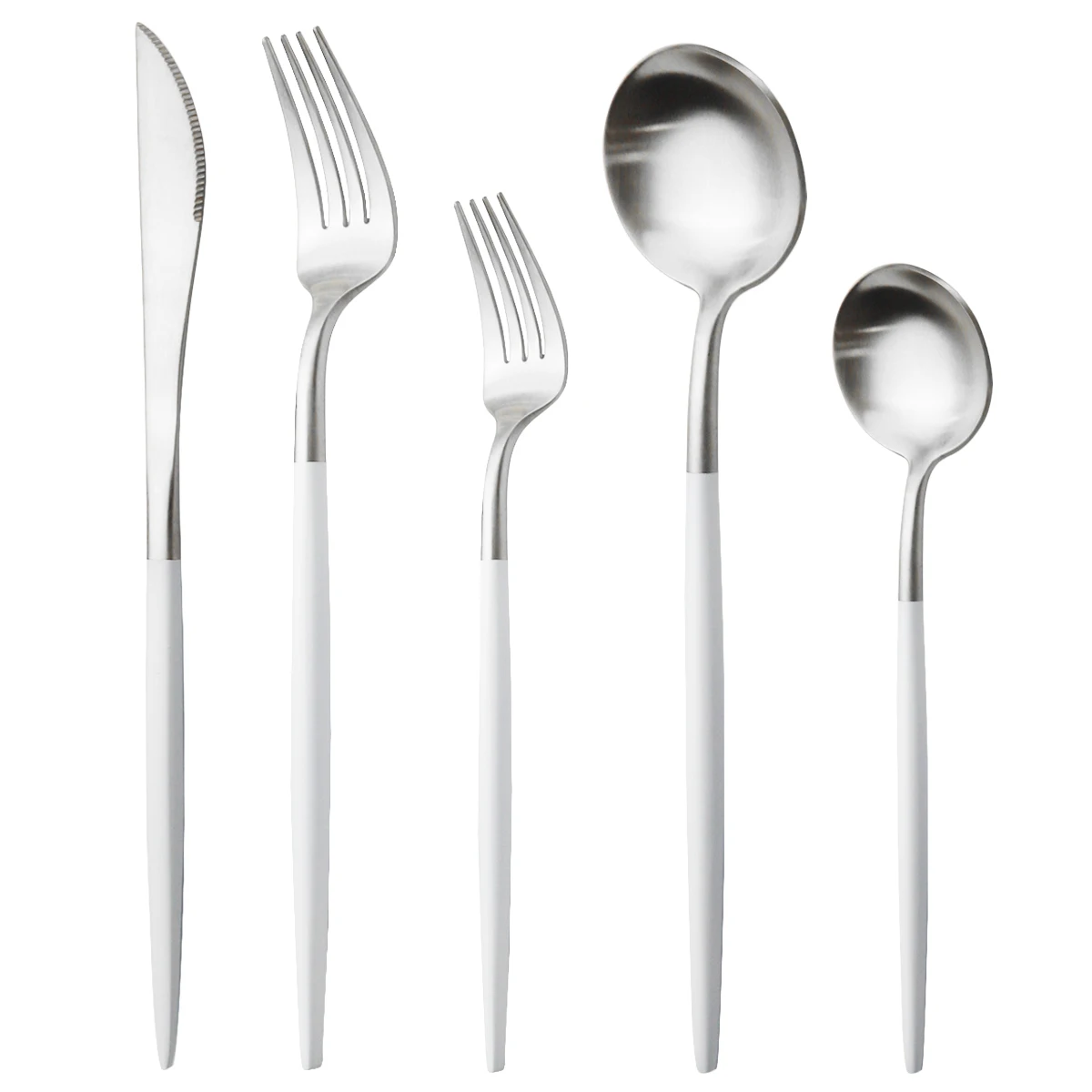 Матовый 5 шт. белый серебристый цвет набор столовых приборов нож десертная вилка