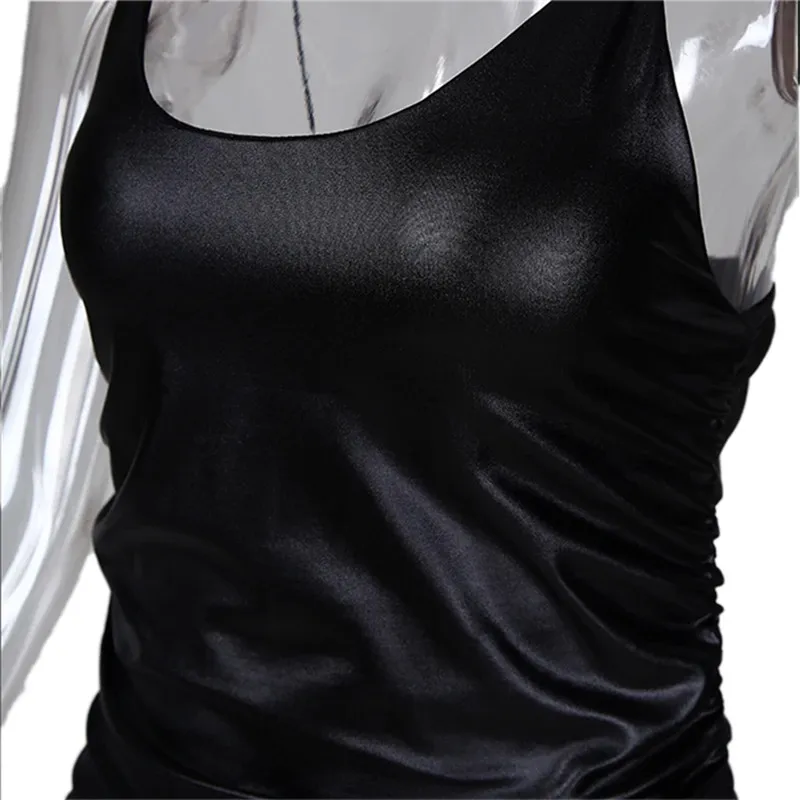 Женское летнее платье без рукавов облегающее Клубное с рюшами вечерние