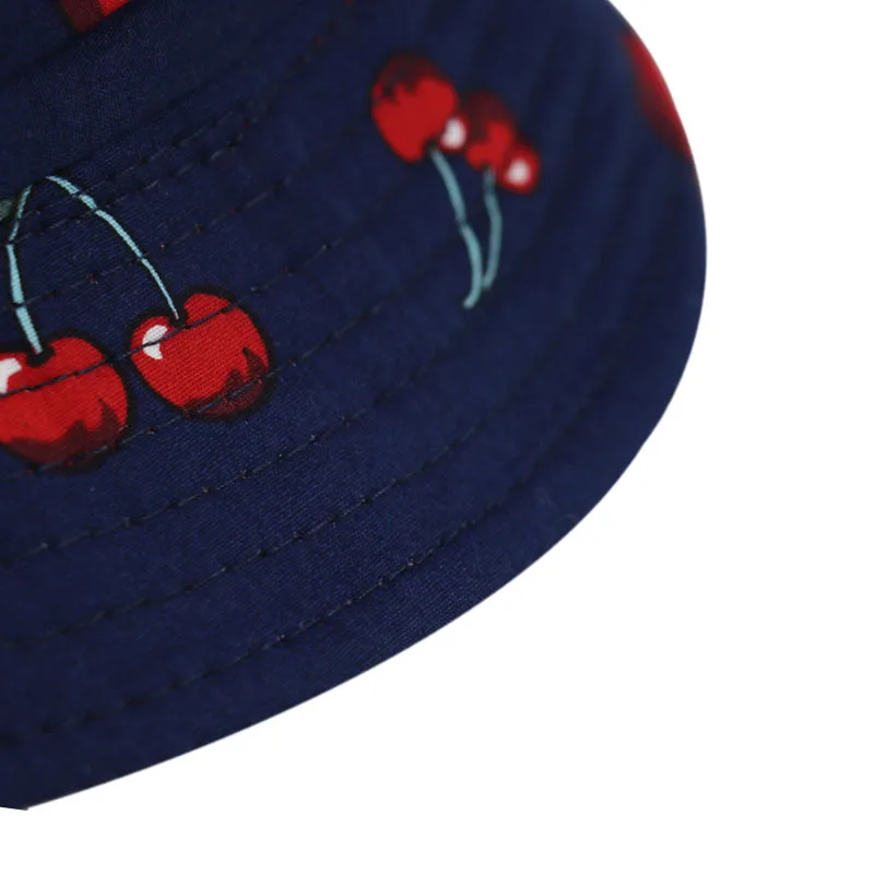 Панама женская с принтом вишни белая темно-синяя | Аксессуары для одежды