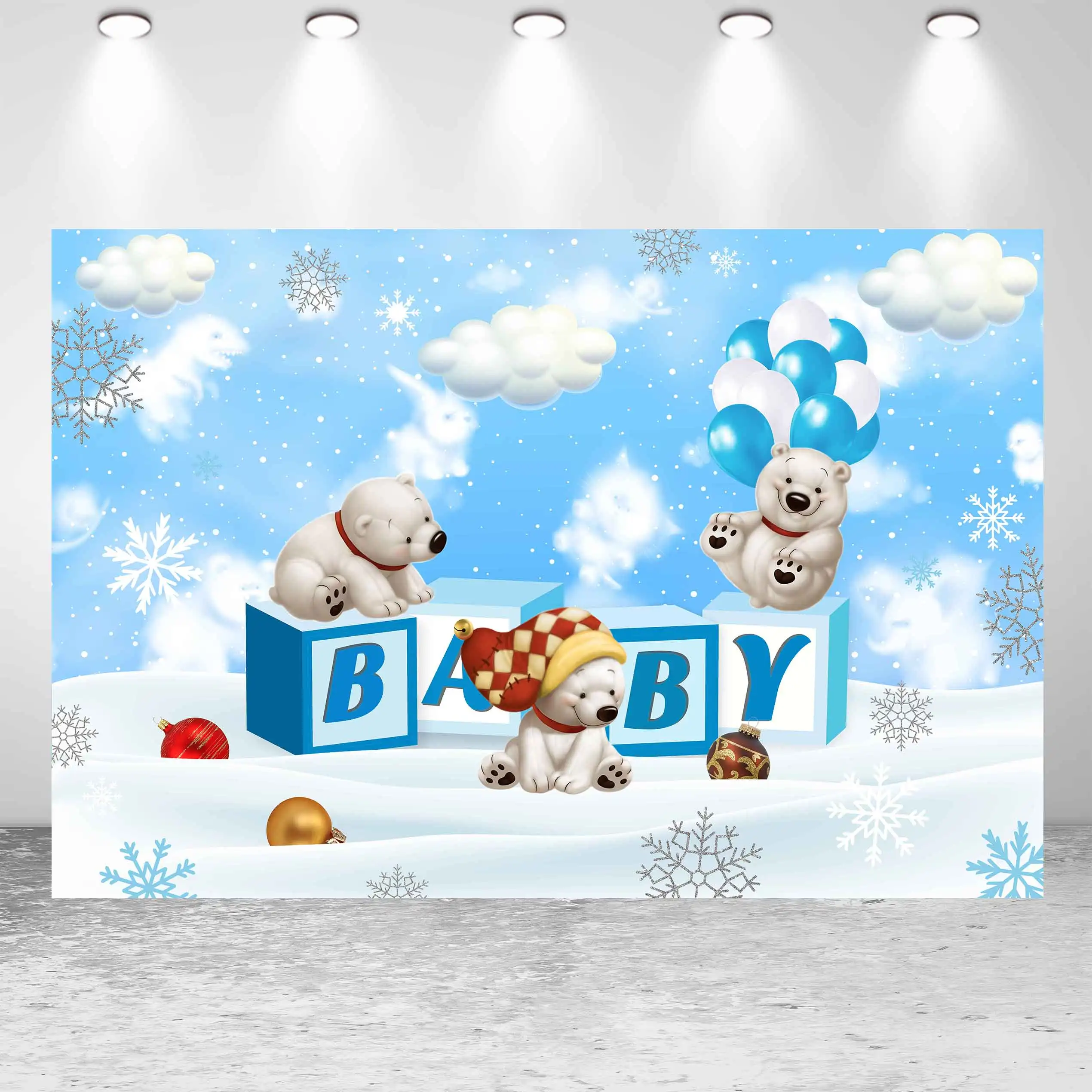 

Фон для фотосъемки с изображением облаков неба акварели цветов медведя воздушного шара вечевечерние НКИ