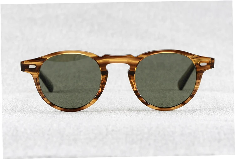 Gregory Peck OV5186 Size47 Oliver Brand Sunglasses Women Sunglasses Men Polarized Round Sunglasses with OP Logo Original Box - Цвет линз: brown green