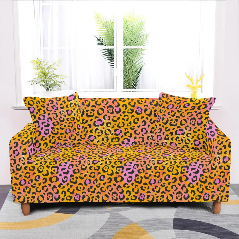 

Fashion Colorful Leopard Universal Elastic Cover For Sofa L Shape 1/2/3/4-seats Stretch Corner Slipcover Case 4 Sizes Available