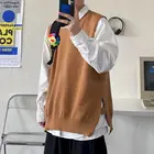 Мужской жилет, весенне-осенний вязаный свитер в Корейском стиле, свободный жакет без рукавов в гонконгском стиле, мужской свитер в стиле ретро