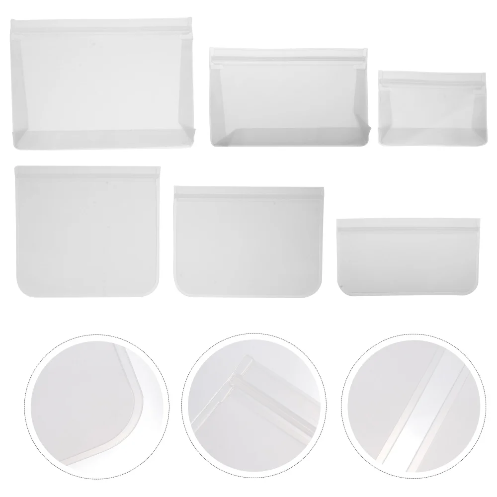 

6Pcs PEVA Food Storage Bags Sealing Fruit Fresh-keeping Pouchs (Transparent)