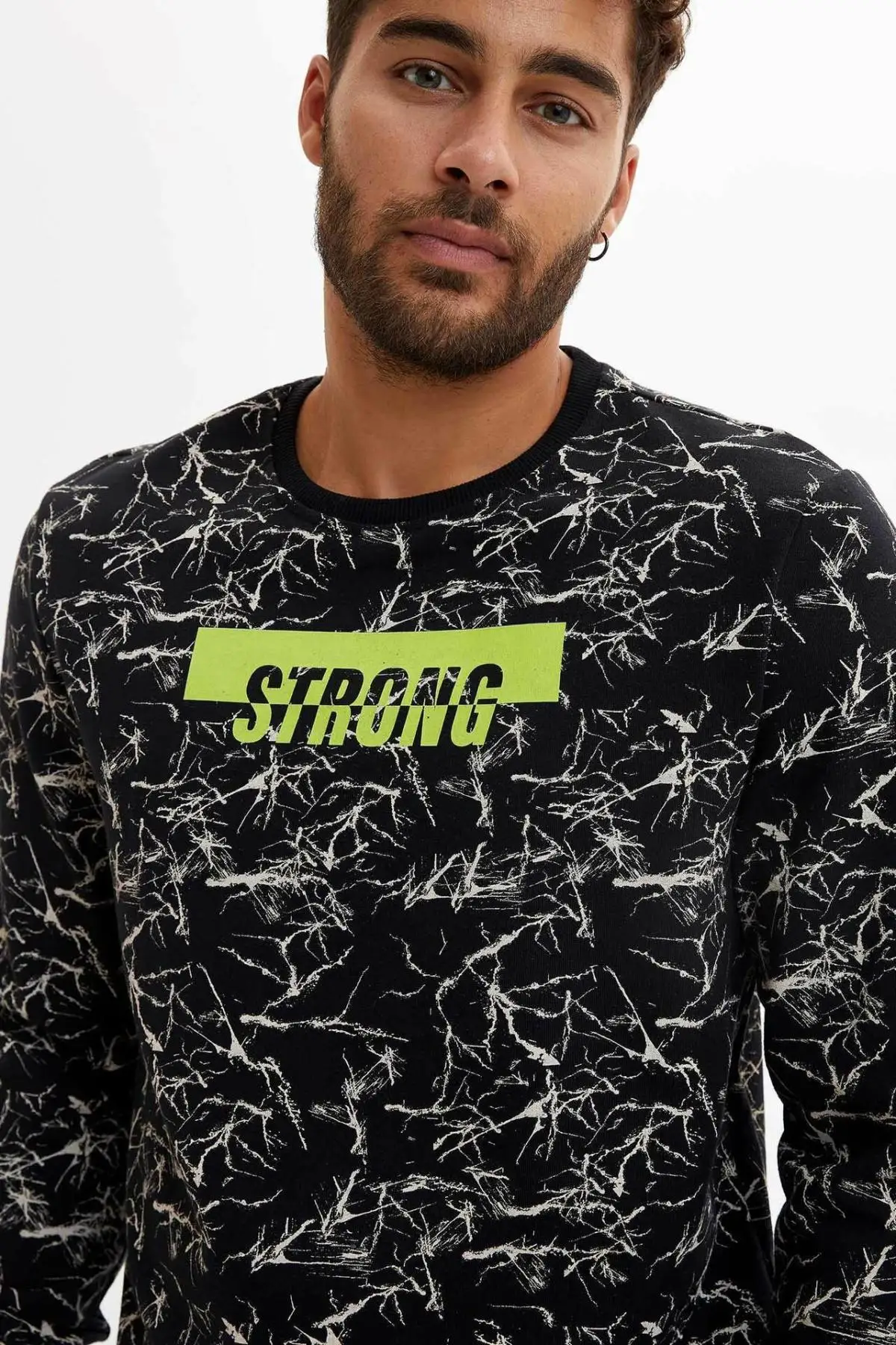 Дефакто мода Crewneck Вода рябь Письмо шаблон пуловеры Джокер повседневная