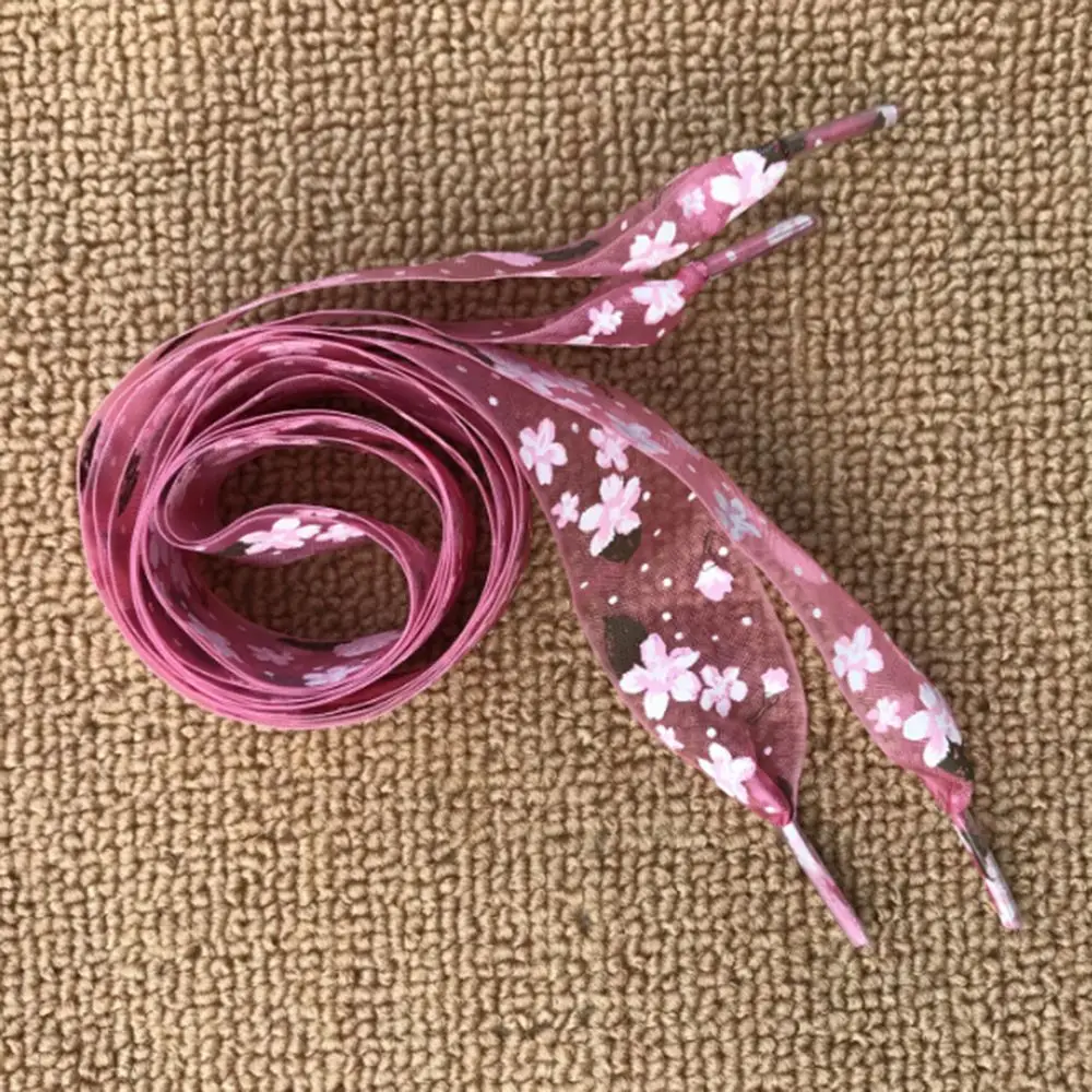 

1PAIR 120CM Snowflake Yarn Flat Satin Silk Ribbon Shoelaces Shoe Laces Sneaker Party Sport Shoes Lace Strings High Quality