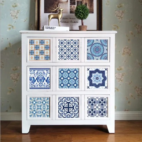 Фарфоровая сине-белая кафельная паста наклейка с кирпичным рисунком на стену