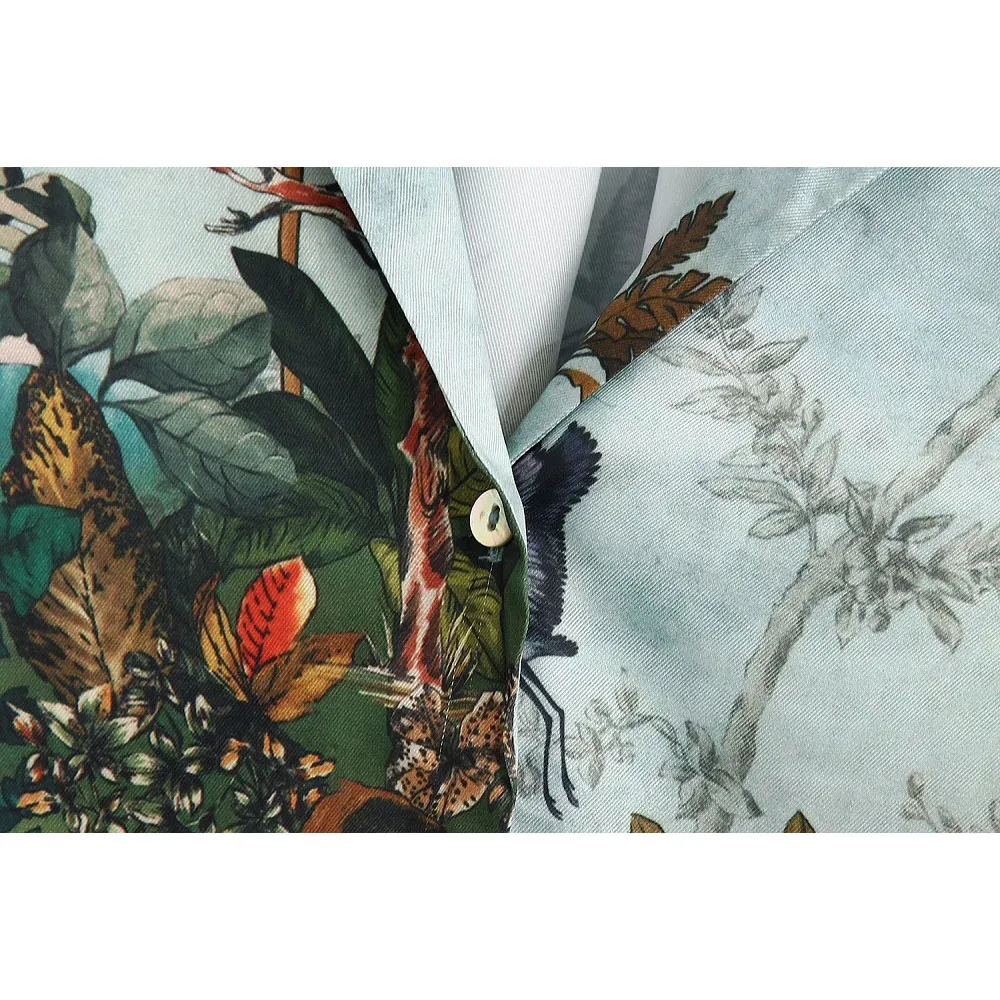 Женская винтажная блузка с принтом животных и леса модные рубашки отложным