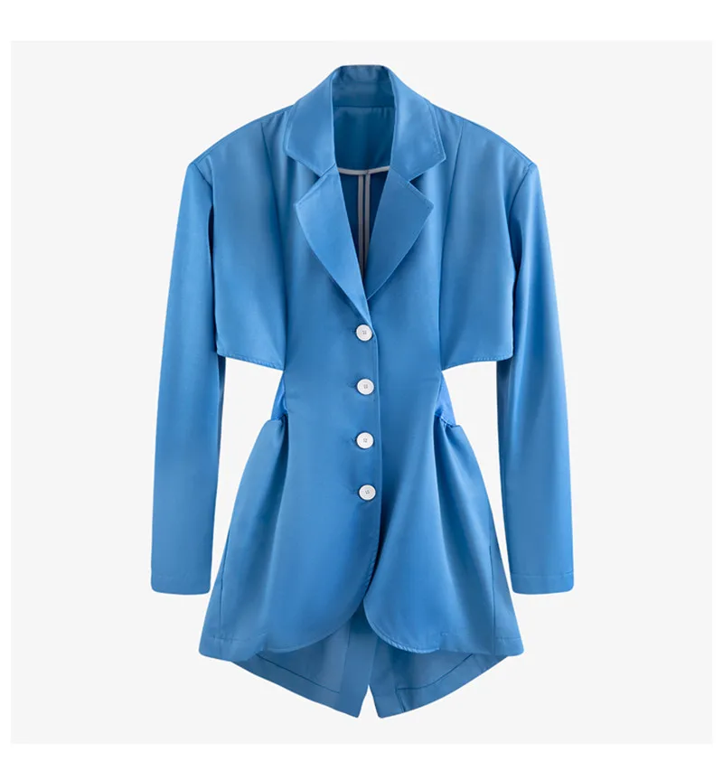 

High Quality 2020 Summer Autumn New Arrival Blazer Feminino Sexy Hollow Out Full Sleeve Buttons Solid Color Blazer Outerwear