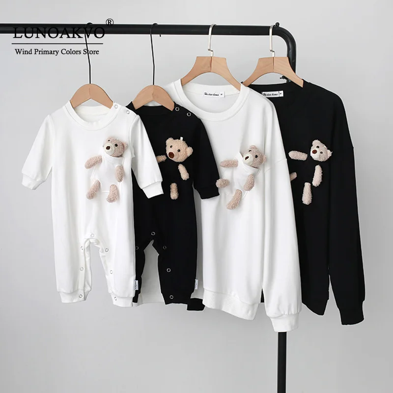 

Одинаковая одежда для всей семьи, Свитер с длинными рукавами одежда с карманами с насованной лентой для мамы и одежда для дочери, хлопковый ...