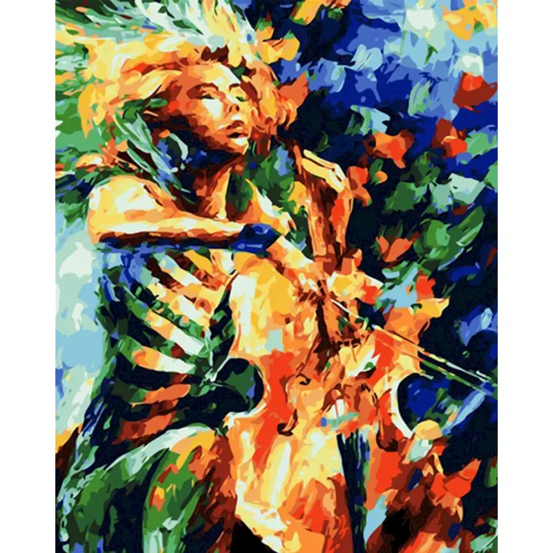 

SELILALI Frame Paint By Numbers For Adults Man Play the Cello Oil Picture By Number Handmade 40x50cm Landscape Home Photos